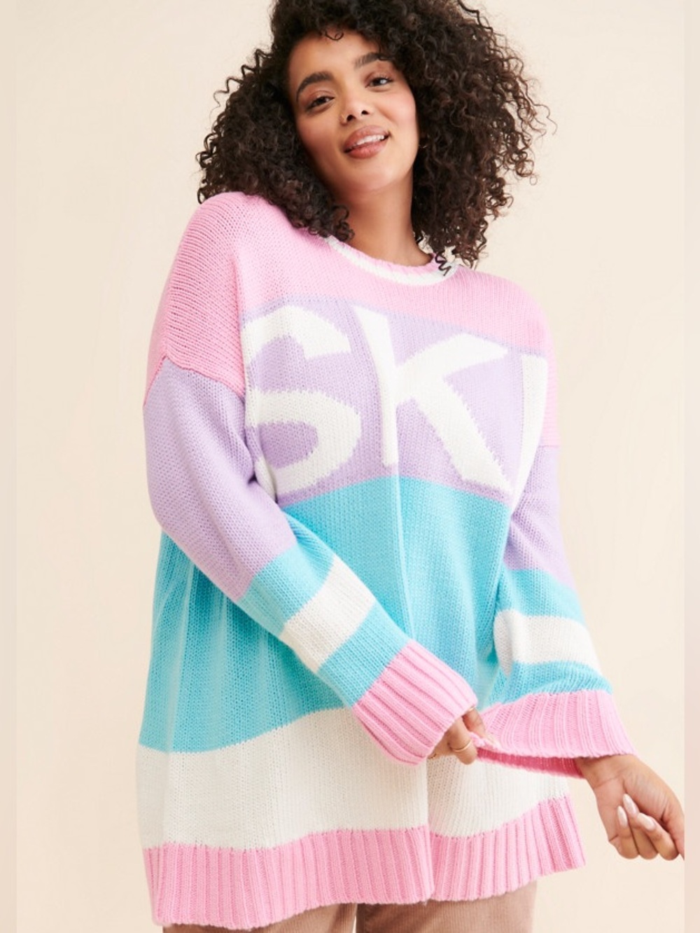 SHOW ME YOUR MUMU 'SKI' Colorblock Crewneck Sweater